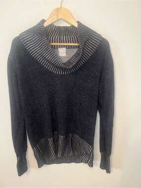 Men’s Navy Ribbed Cowl Neck Sweater